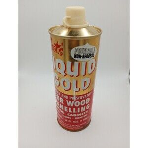 Vintage SCOTT'S LIQUID GOLD Wood And Panelling Cleaner & Preserve Metal Can